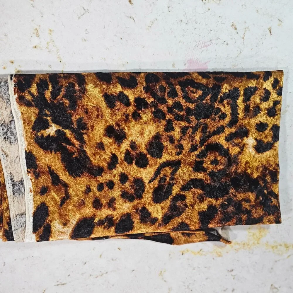 Leopard Print Stretch Velour Fabric 48 x 60 Inches Animal Print
